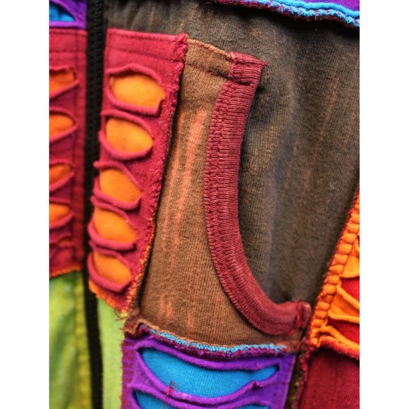 Greater Good Boho Colorblock Jacket Patchwork Long Artistic Eclectic Distressed - Picture 4 of 10